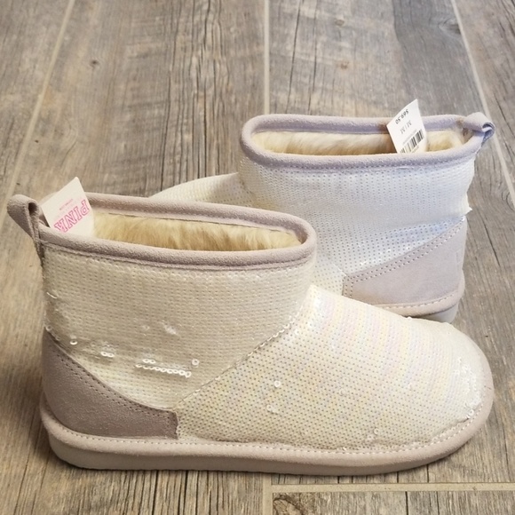 Victoria's Secret PINK Sequin Fur Booties Soes - Picture 7 of 7